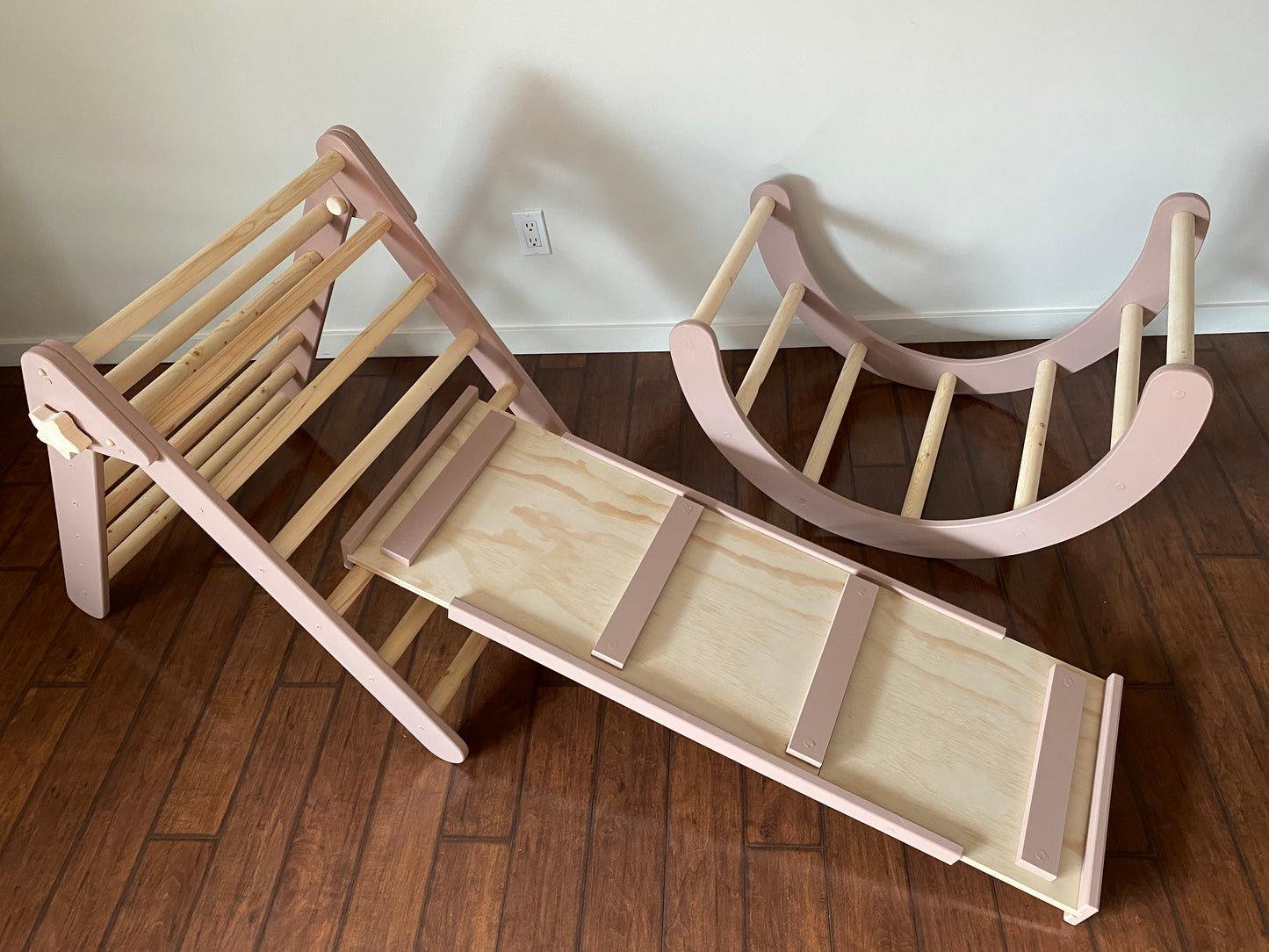 Pink Climber Set | Folding Triangle, Arch, Slide/Ladder Ramp