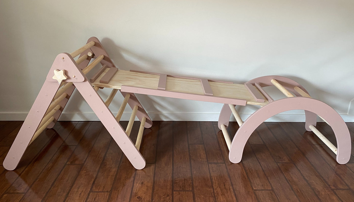 Pink Climber Set | Folding Triangle, Arch, Slide/Ladder Ramp