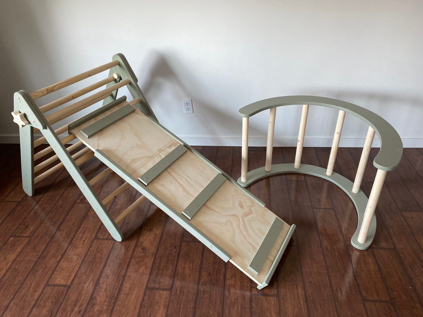 Green Climber Set | Folding Triangle, Arch, Slide/Ladder Ramp