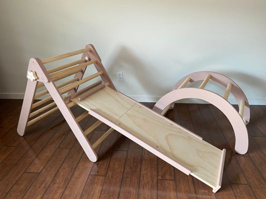 Pink Climber Set | Folding Triangle, Arch, Slide/Ladder Ramp