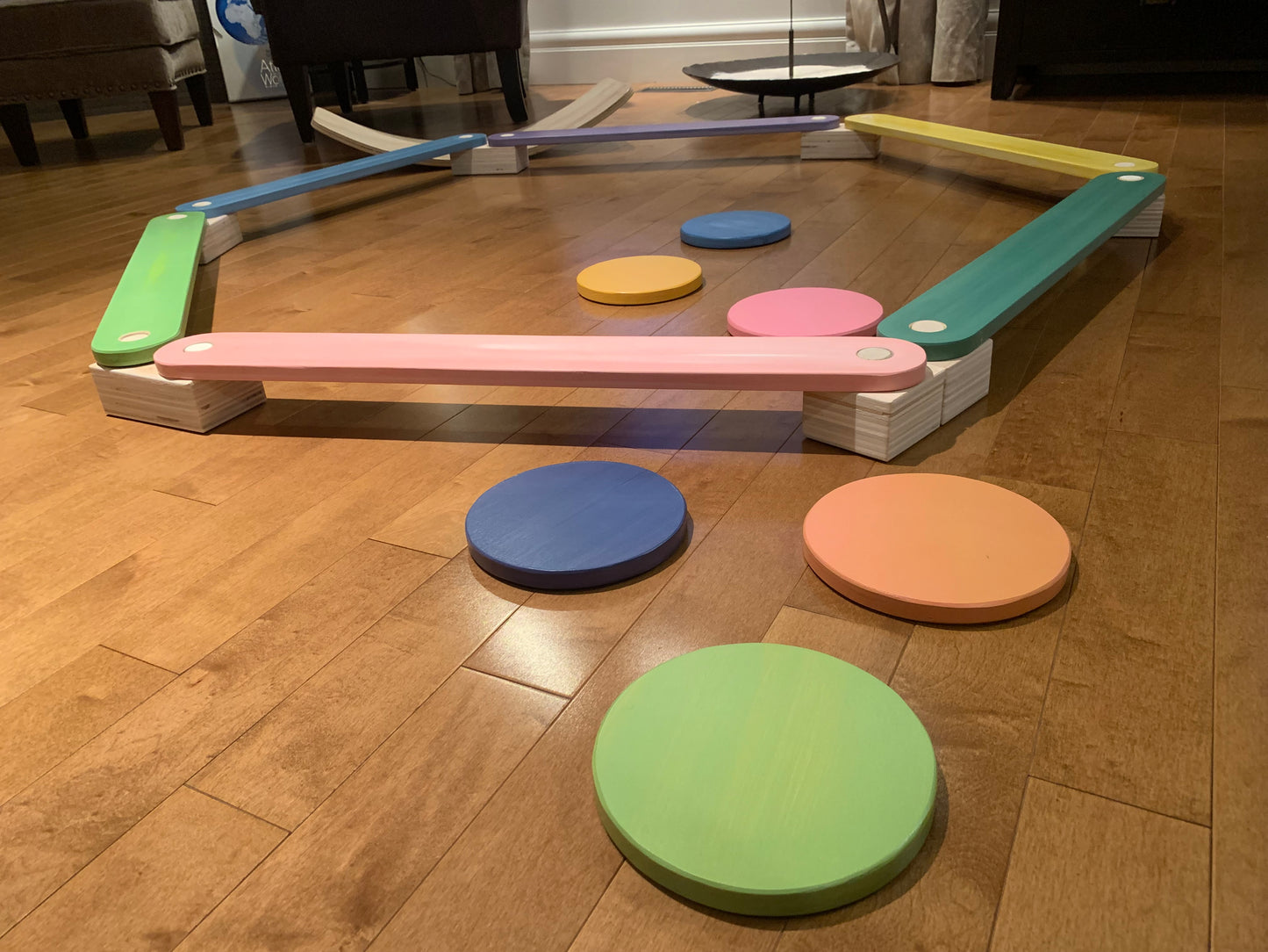 Balance Activity Sets- Balance Beams, Stepping Stones, Wobble boards (handmade in Canada)